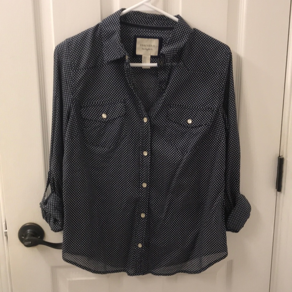 Forever 21 polka dot snap button up
